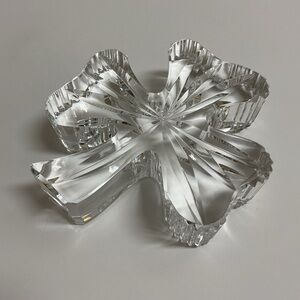 Waterford Crystal Shamrock Paperweight 3 Leaf Clover Sculpture Ireland SIGNED